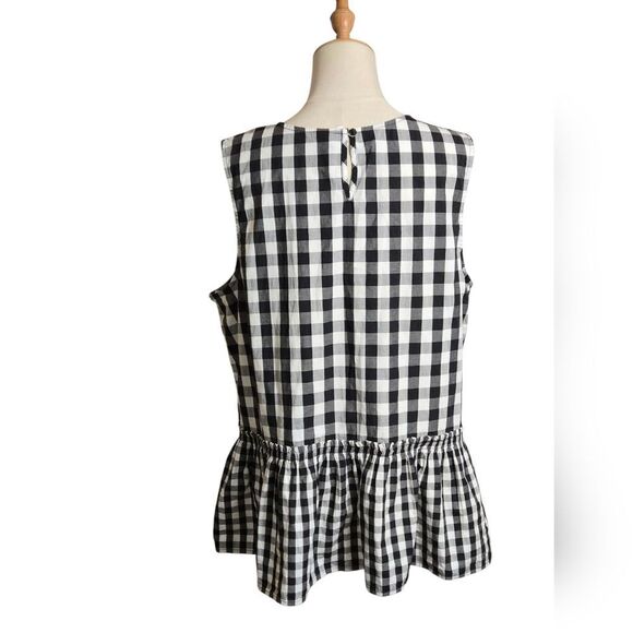 Time And Tru Gingham Black and White Checkered Women's Blouse Top - Picture 5 of 7
